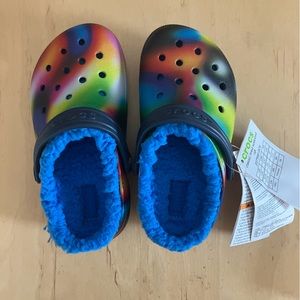 NWT Lined kids crocs colorful size 10